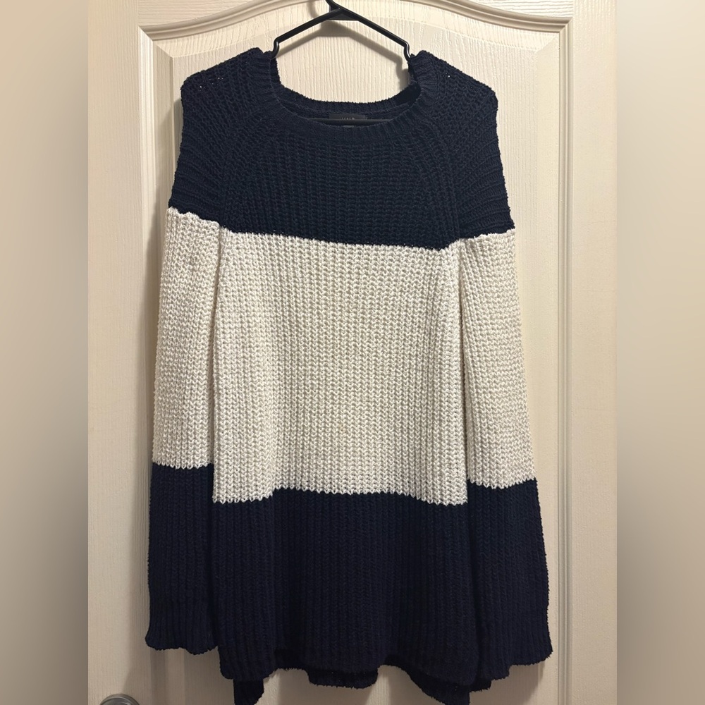 J. Crew Dark Blue & White Colorblock Sweater